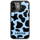 Personalised Blue and Black Cow Print Custom Phone Case iPhone 13 Pro Max / Magsafe Black Impact Case Blanc Space