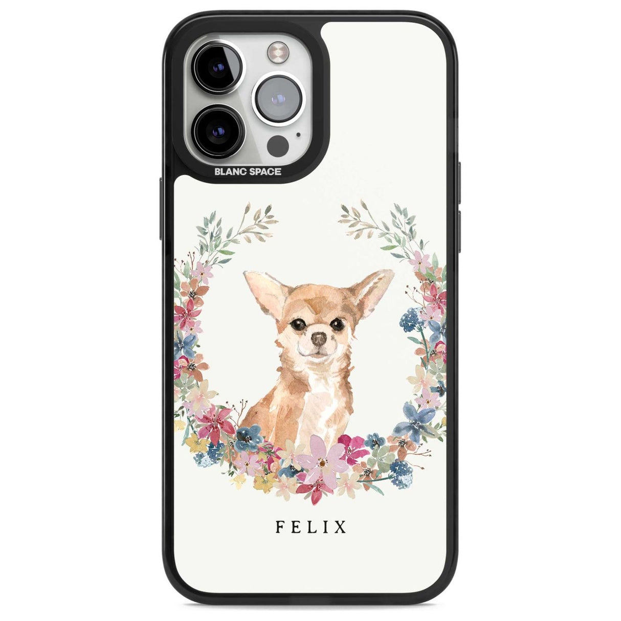 Personalised Chihuahua - Watercolour Dog Portrait Custom Phone Case iPhone 13 Pro Max / Magsafe Black Impact Case Blanc Space
