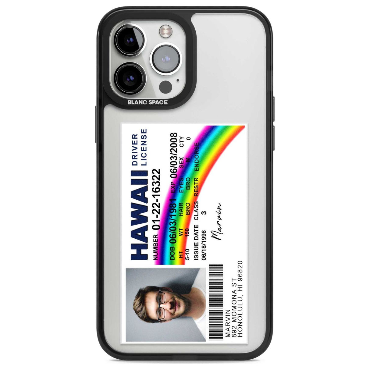 Personalised Hawaii Driving License Custom Phone Case iPhone 13 Pro Max / Magsafe Black Impact Case Blanc Space