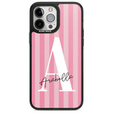 Personalised Pink on Pink Stripes Custom Phone Case iPhone 13 Pro Max / Magsafe Black Impact Case Blanc Space