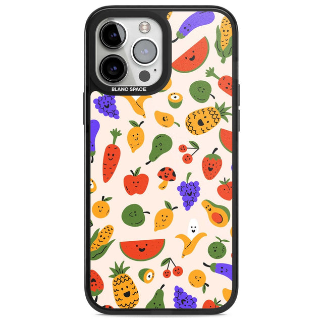 Mixed Kawaii Food Icons - Solid Phone Case iPhone 13 Pro Max / Magsafe Black Impact Case Blanc Space