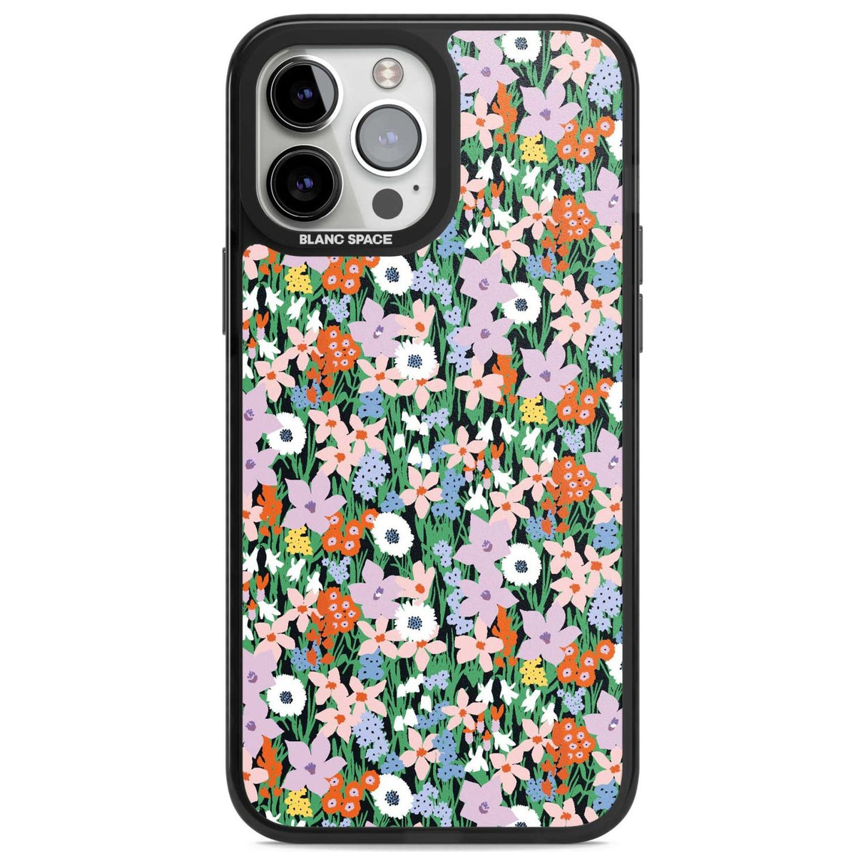 Jazzy Floral Mix: Solid Phone Case iPhone 13 Pro Max / Magsafe Black Impact Case Blanc Space