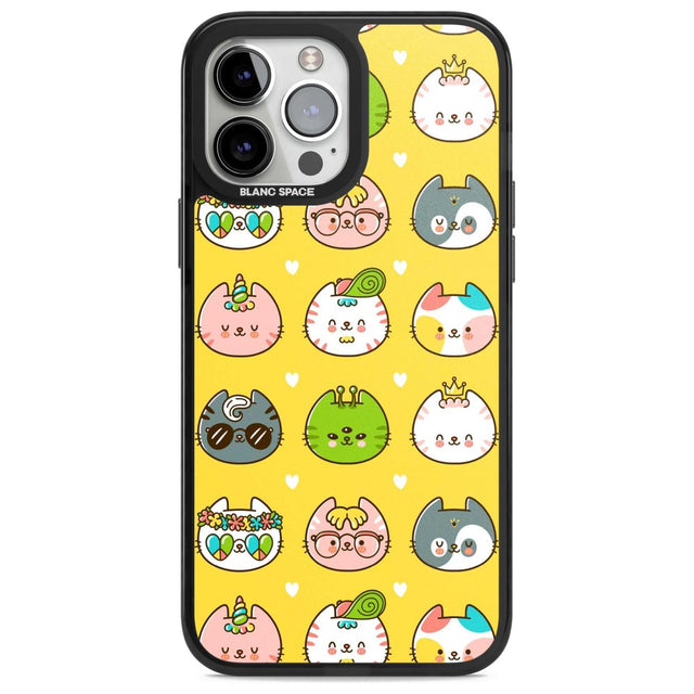 Mythical Cats Kawaii Pattern Phone Case iPhone 13 Pro Max / Magsafe Black Impact Case Blanc Space