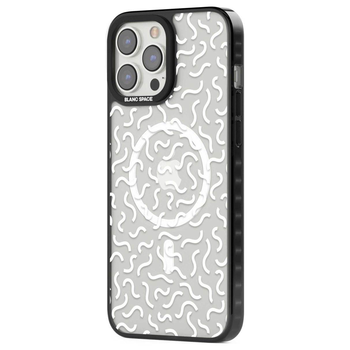 White Wavy Squiggles Memphis Retro Pattern Design