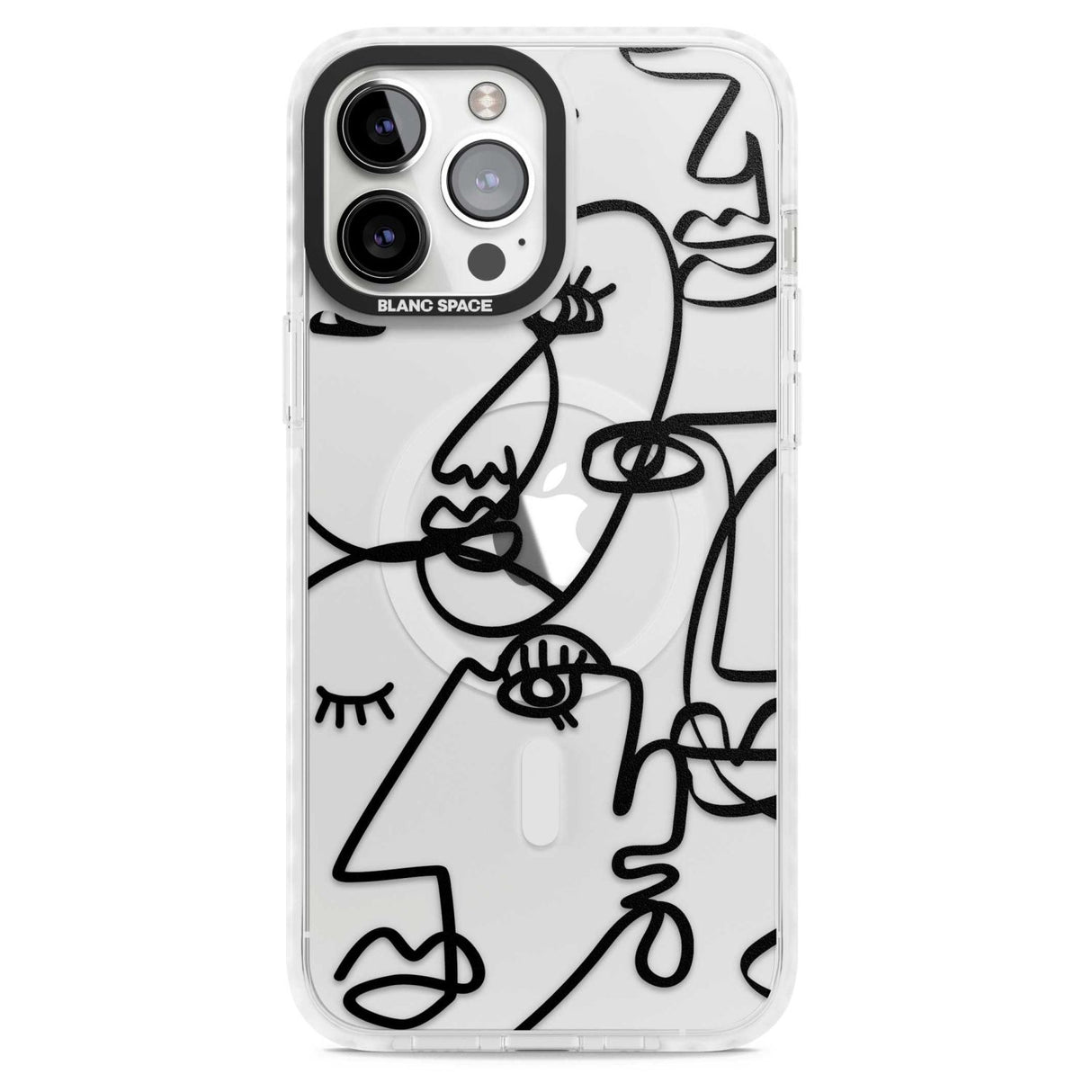 Abstract Continuous Line Faces Black on Clear