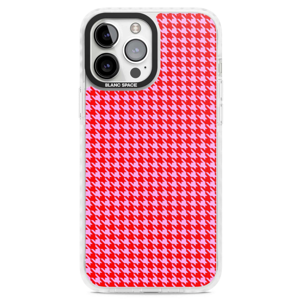 Neon Pink & Red Houndstooth Pattern