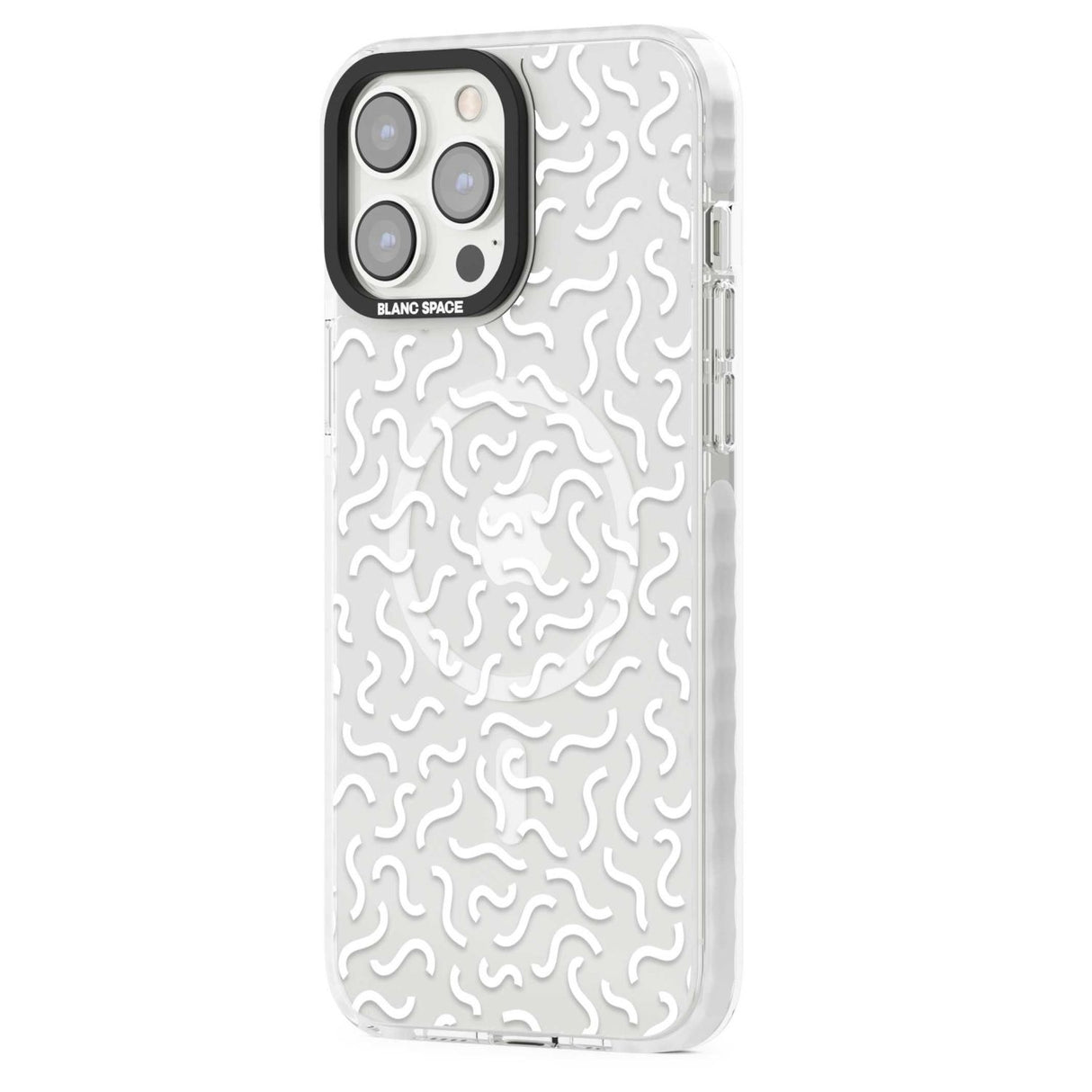 White Wavy Squiggles Memphis Retro Pattern Design