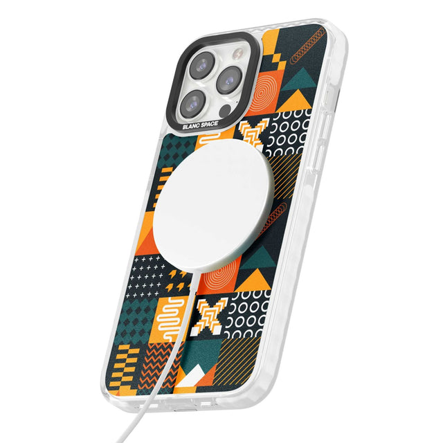 Funky Geometric Patterns: Orange & Dark Green