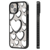 Hand-Drawn Hearts Black Impact Phone Case for iPhone 13, iPhone 14, iPhone 15