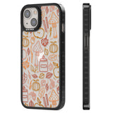 Autumn Line Pattern Black Impact Phone Case for iPhone 13, iPhone 14, iPhone 15