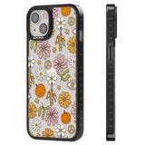 Retro Boho Fall Floral Black Impact Phone Case for iPhone 13, iPhone 14, iPhone 15