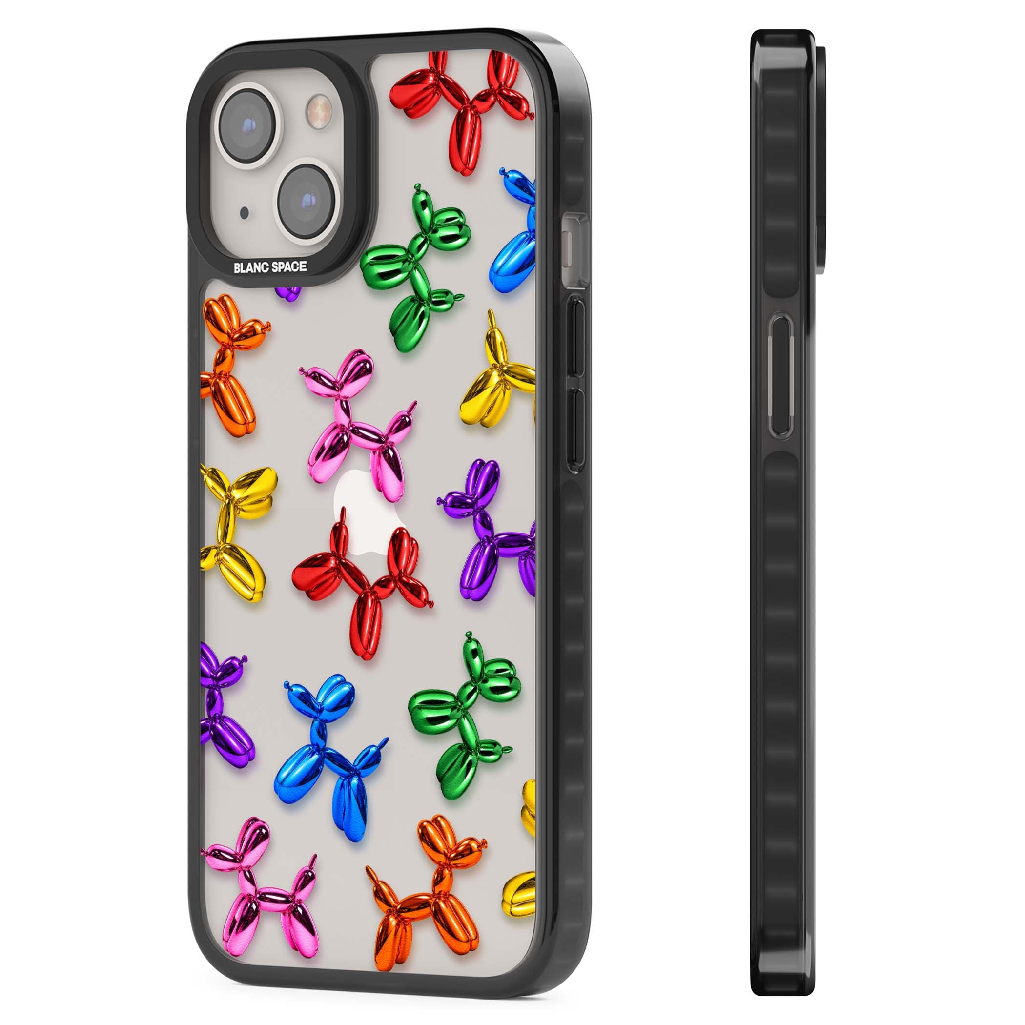 Balloon Dogs pop art iPhone case featuring rainbow chrome balloon dogs in Jeff Koons style | Black Impact case for iPhone 13, iPhone 14, iPhone 15