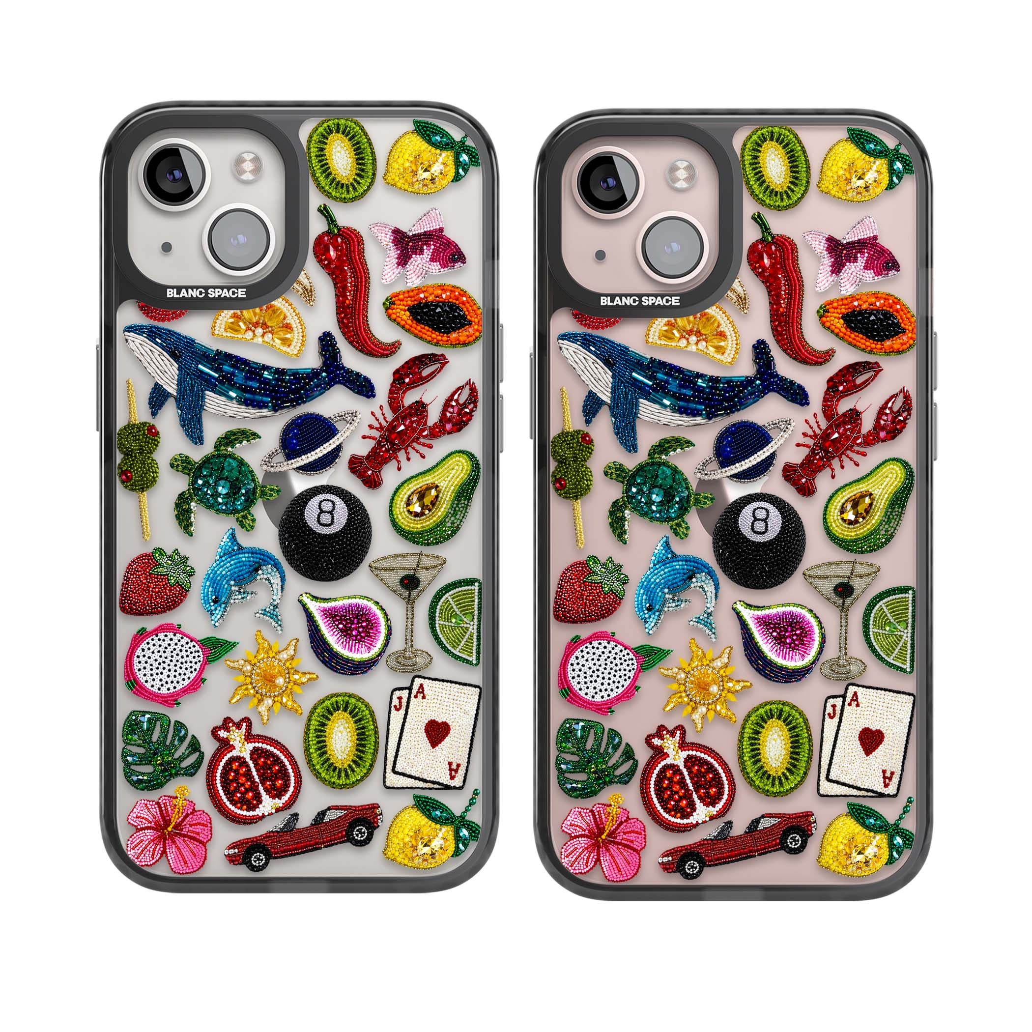 Beaded Mix cute iPhone case | Black Impact case for iPhone 13, iPhone 14, iPhone 15