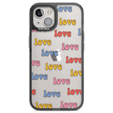 Love Pattern Black Impact Phone Case for iPhone 13, iPhone 14, iPhone 15