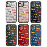 Love Pattern Black Impact Phone Case for iPhone 13, iPhone 14, iPhone 15