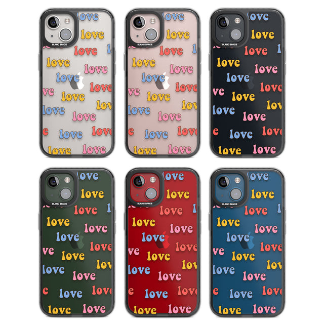 Love Pattern Black Impact Phone Case for iPhone 13, iPhone 14, iPhone 15