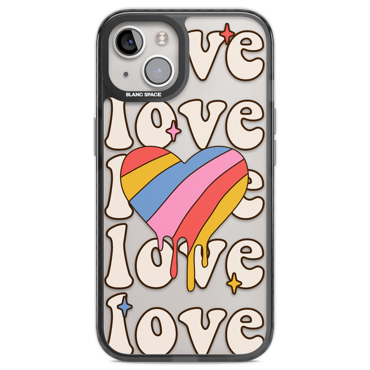 Groovy Love Black Impact Phone Case for iPhone 13, iPhone 14, iPhone 15