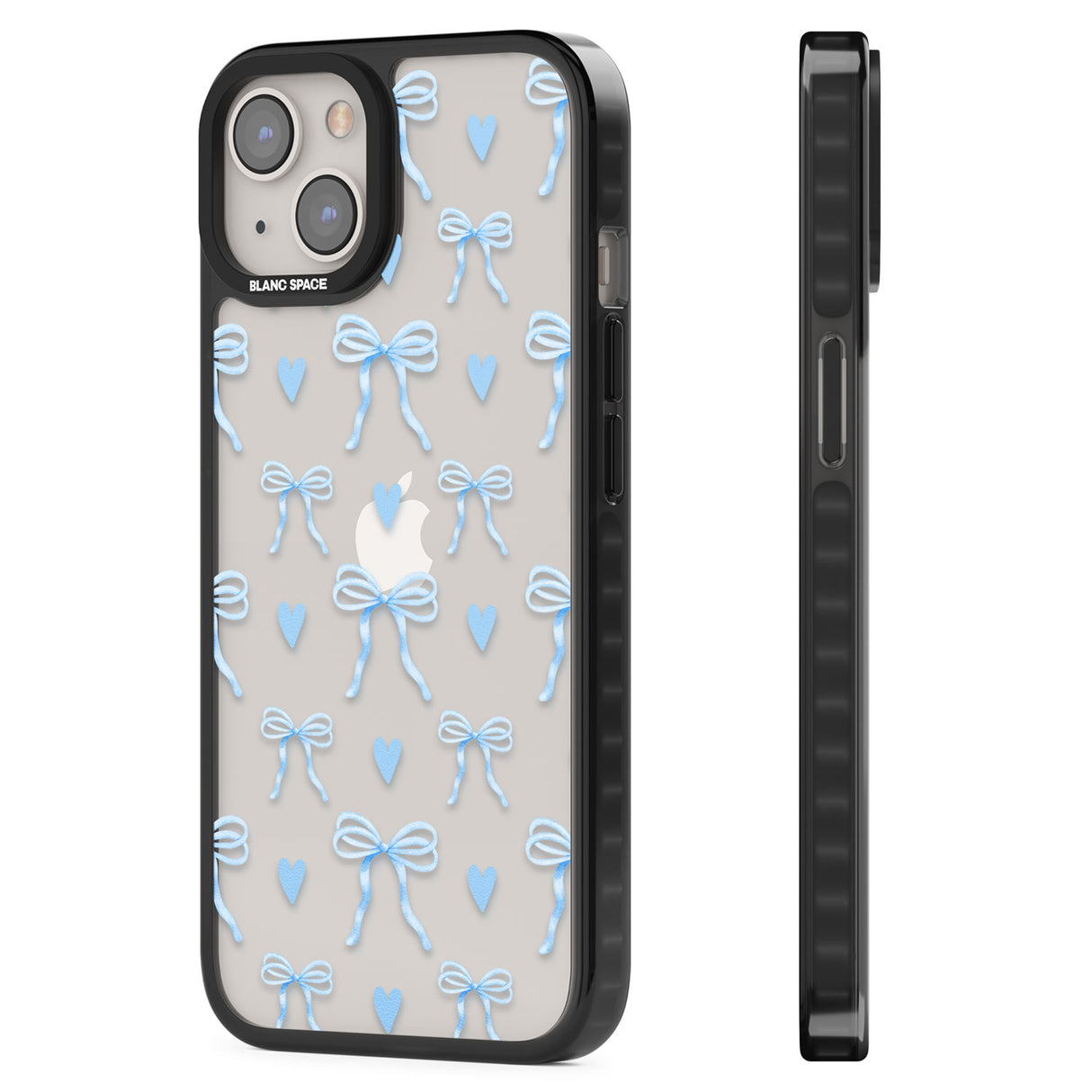 Blue Bows & Hearts Black Impact Phone Case for iPhone 13, iPhone 14, iPhone 15
