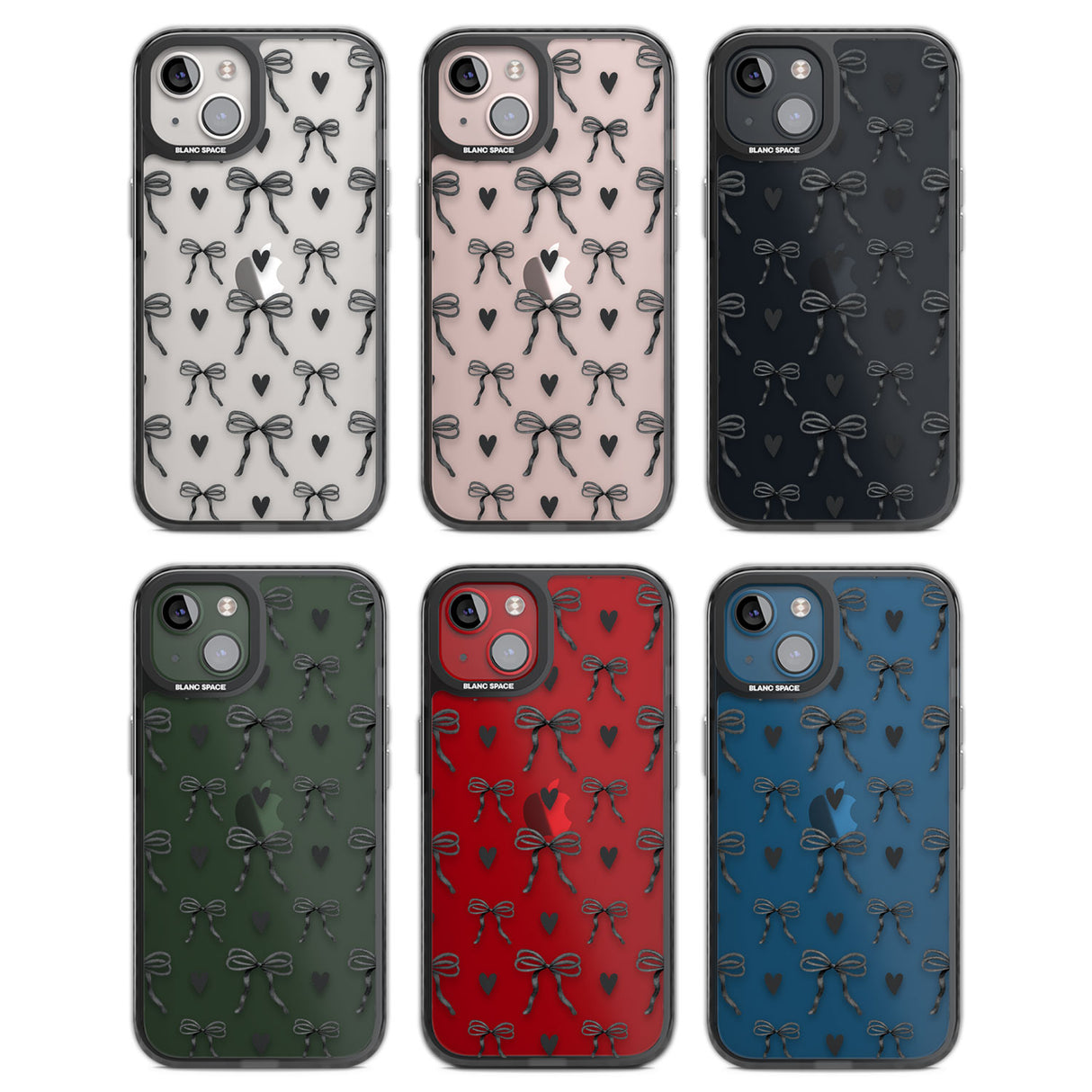 Black Bows & Hearts Black Impact Phone Case for iPhone 13, iPhone 14, iPhone 15