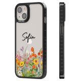 Personalised Summer Wildflowers Black Impact Phone Case for iPhone 13, iPhone 14, iPhone 15