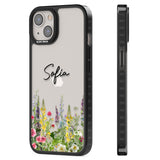 Personalised Garden Wildfowers Black Impact Phone Case for iPhone 13, iPhone 14, iPhone 15