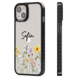 Personalised April Wildfowers Black Impact Phone Case for iPhone 13, iPhone 14, iPhone 15