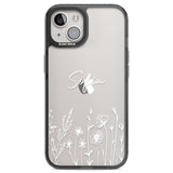 Personalised White Wildflowers Black Impact Phone Case for iPhone 13, iPhone 14, iPhone 15