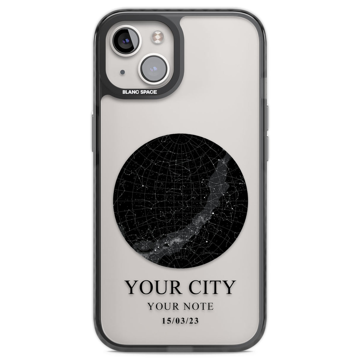 Personalised Star Map Black Impact Phone Case for iPhone 13, iPhone 14, iPhone 15