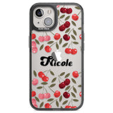 Personalised Cherry Pattern Black Impact Phone Case for iPhone 13, iPhone 14, iPhone 15