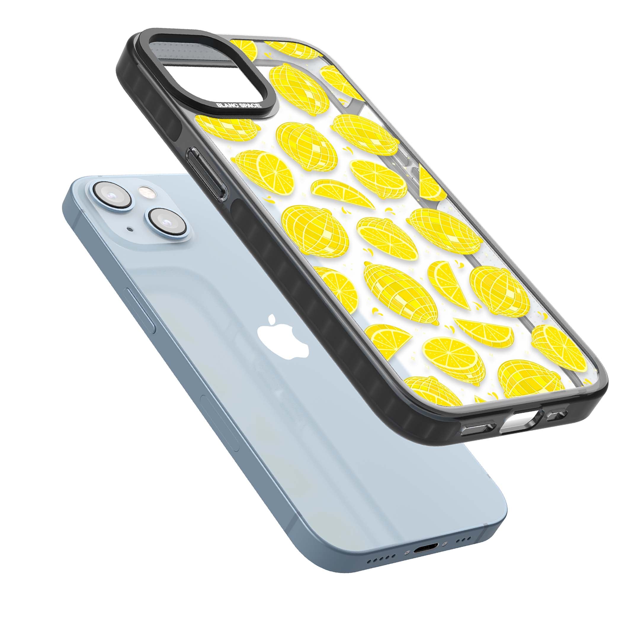 Disco Lemons citrus iPhone case featuring mirrorball lemons, sliced fruit and sparkle accents | Black Impact case for iPhone 13, iPhone 14, iPhone 15