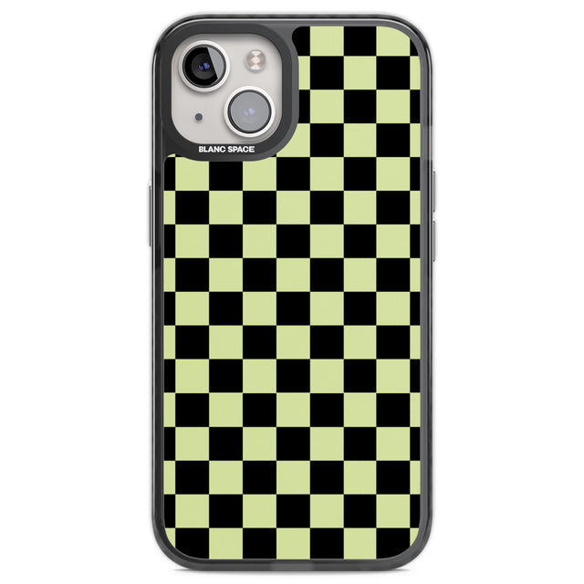 Black & Lime Check Black Impact Phone Case for iPhone 13, iPhone 14, iPhone 15