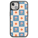 Vintage Bloom Checkered Black Impact Phone Case for iPhone 13, iPhone 14, iPhone 15