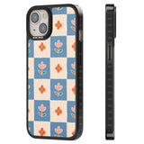 Vintage Bloom Checkered Black Impact Phone Case for iPhone 13, iPhone 14, iPhone 15