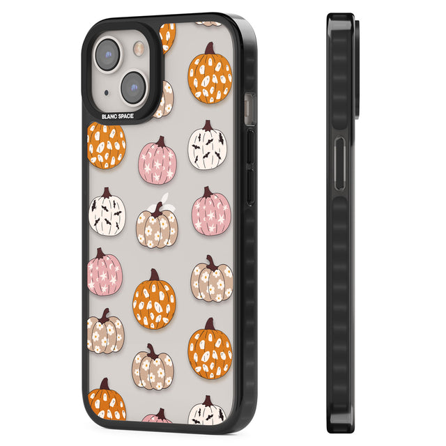 Floral Pumpkins Black Impact Phone Case for iPhone 13, iPhone 14, iPhone 15