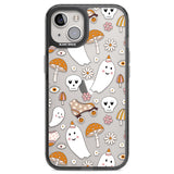 Cute Ghost and Skulls Pattern Black Impact Phone Case for iPhone 13, iPhone 14, iPhone 15