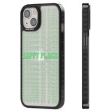 Happy Place (Green) Black Impact Phone Case for iPhone 13, iPhone 14, iPhone 15