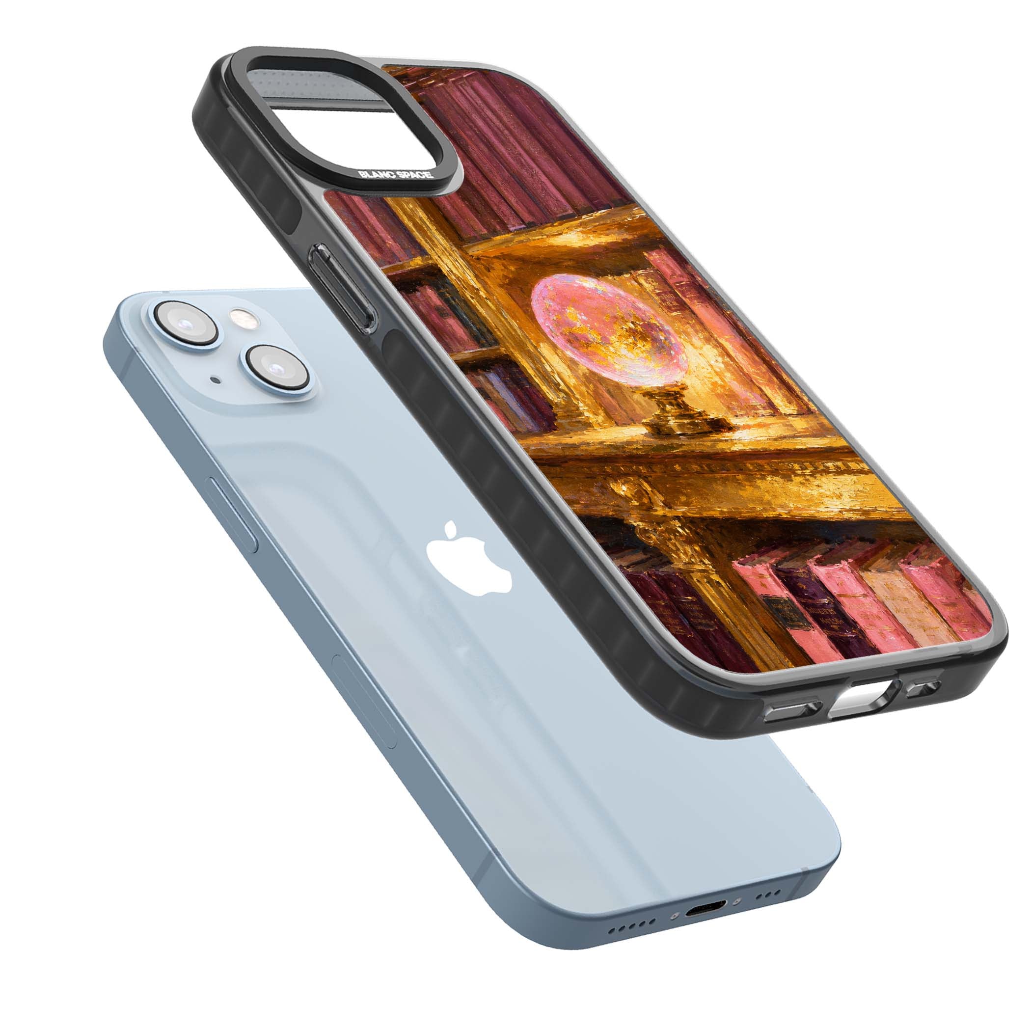 Gilded Library dark academia iPhone case featuring an oil painted crystal ball on a gilded library shelf with vintage | Black Impact case for iPhone 13, iPhone 14, iPhone 15