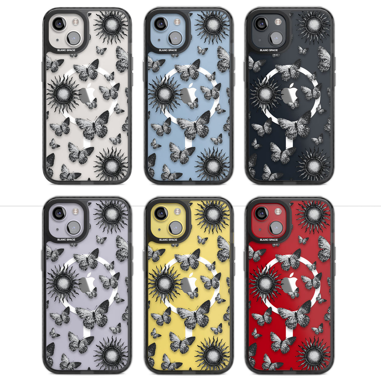 Butterflies & Suns Magsafe Black Impact Phone Case for iPhone 13, iPhone 14, iPhone 15