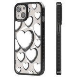 Hand-Drawn Hearts Magsafe Black Impact Phone Case for iPhone 13, iPhone 14, iPhone 15