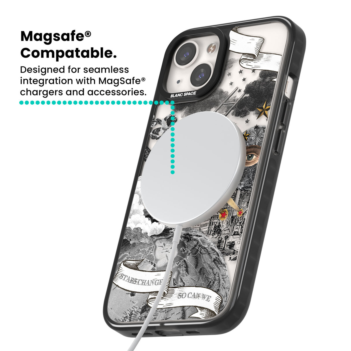 Stars Change, So Can We Magsafe Black Impact Phone Case for iPhone 13, iPhone 14, iPhone 15