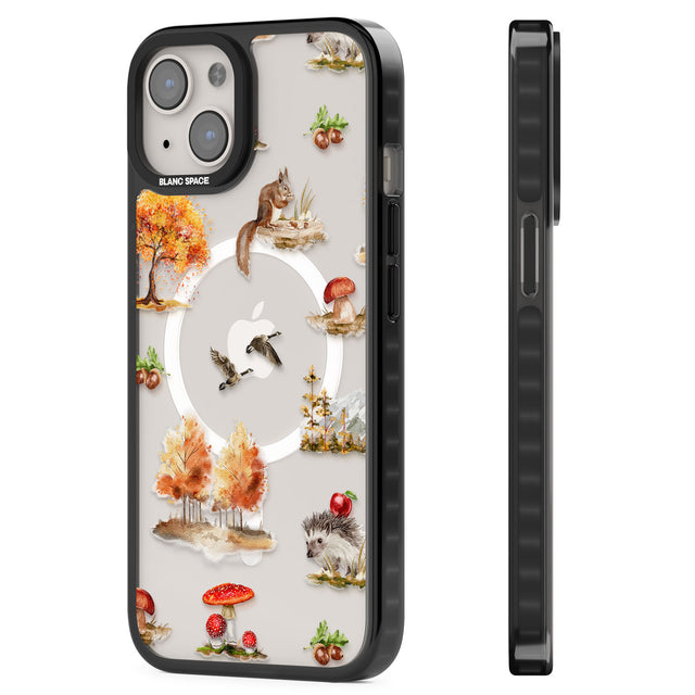 Fall Forest Friends Magsafe Black Impact Phone Case for iPhone 13, iPhone 14, iPhone 15