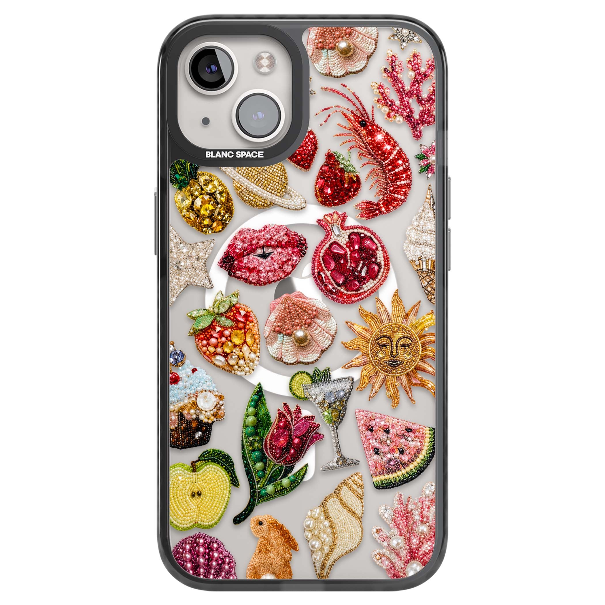 Beaded Riviera coquette iPhone case | Black Impact Magsafe case for iPhone 13, iPhone 14, iPhone 15