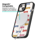 Love Pattern Magsafe Black Impact Phone Case for iPhone 13, iPhone 14, iPhone 15