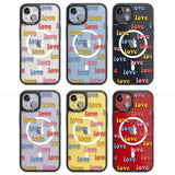 Love Pattern Magsafe Black Impact Phone Case for iPhone 13, iPhone 14, iPhone 15