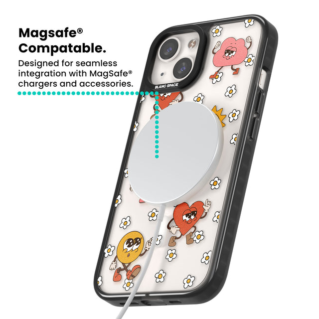 Daisies & Friends Magsafe Black Impact Phone Case for iPhone 13, iPhone 14, iPhone 15