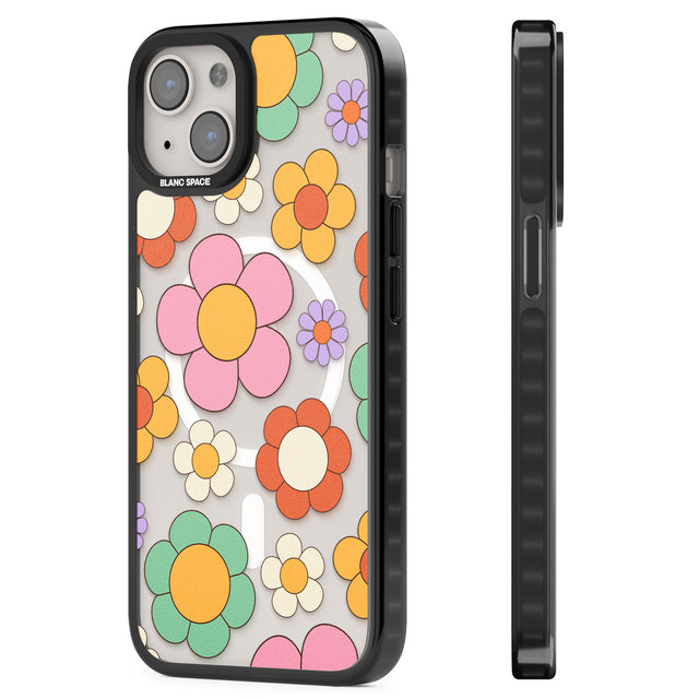 Groovy Blossoms Magsafe Black Impact Phone Case for iPhone 13, iPhone 14, iPhone 15