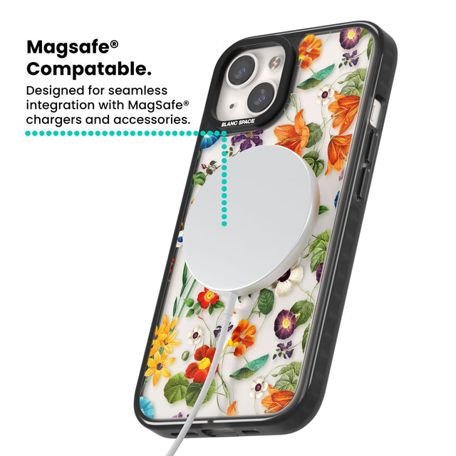 Whimsical Wildflowers Magsafe Black Impact Phone Case for iPhone 13, iPhone 14, iPhone 15