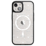 White Bows & Hearts Magsafe Black Impact Phone Case for iPhone 13, iPhone 14, iPhone 15