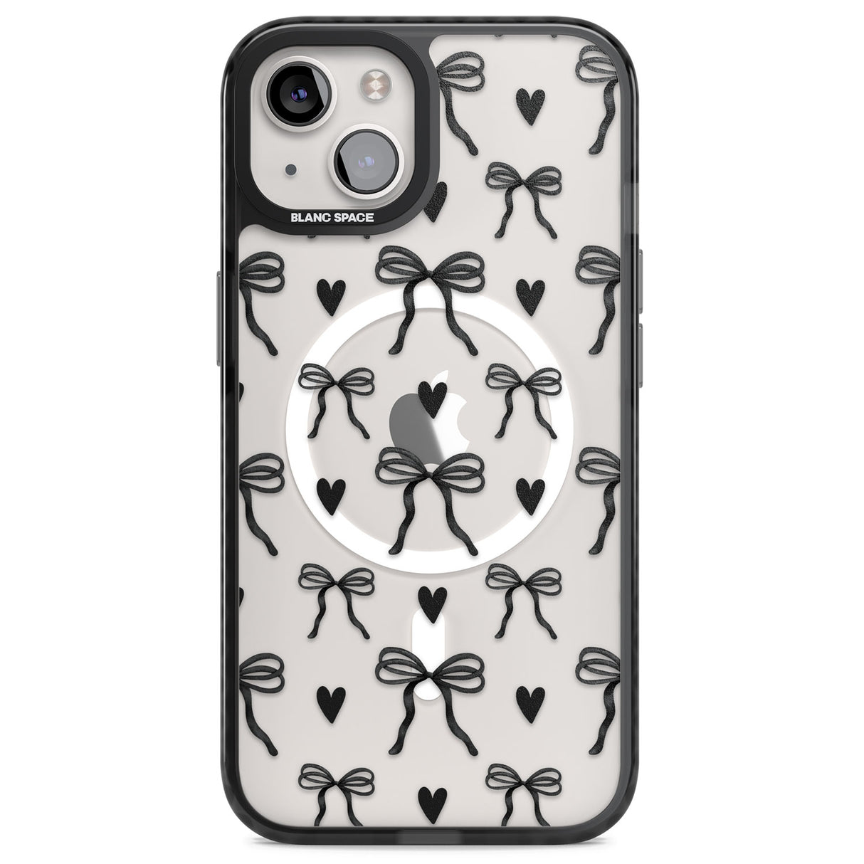 Black Bows & Hearts Magsafe Black Impact Phone Case for iPhone 13, iPhone 14, iPhone 15