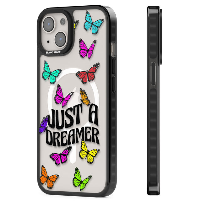 Just a Dreamer Butterfly Magsafe Black Impact Phone Case for iPhone 13, iPhone 14, iPhone 15